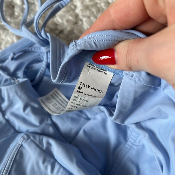 Hollister Gilly Hicks Micro Corset Tie Strap Tank Top Cropped Size Medium Blue - Picture 4 of 5